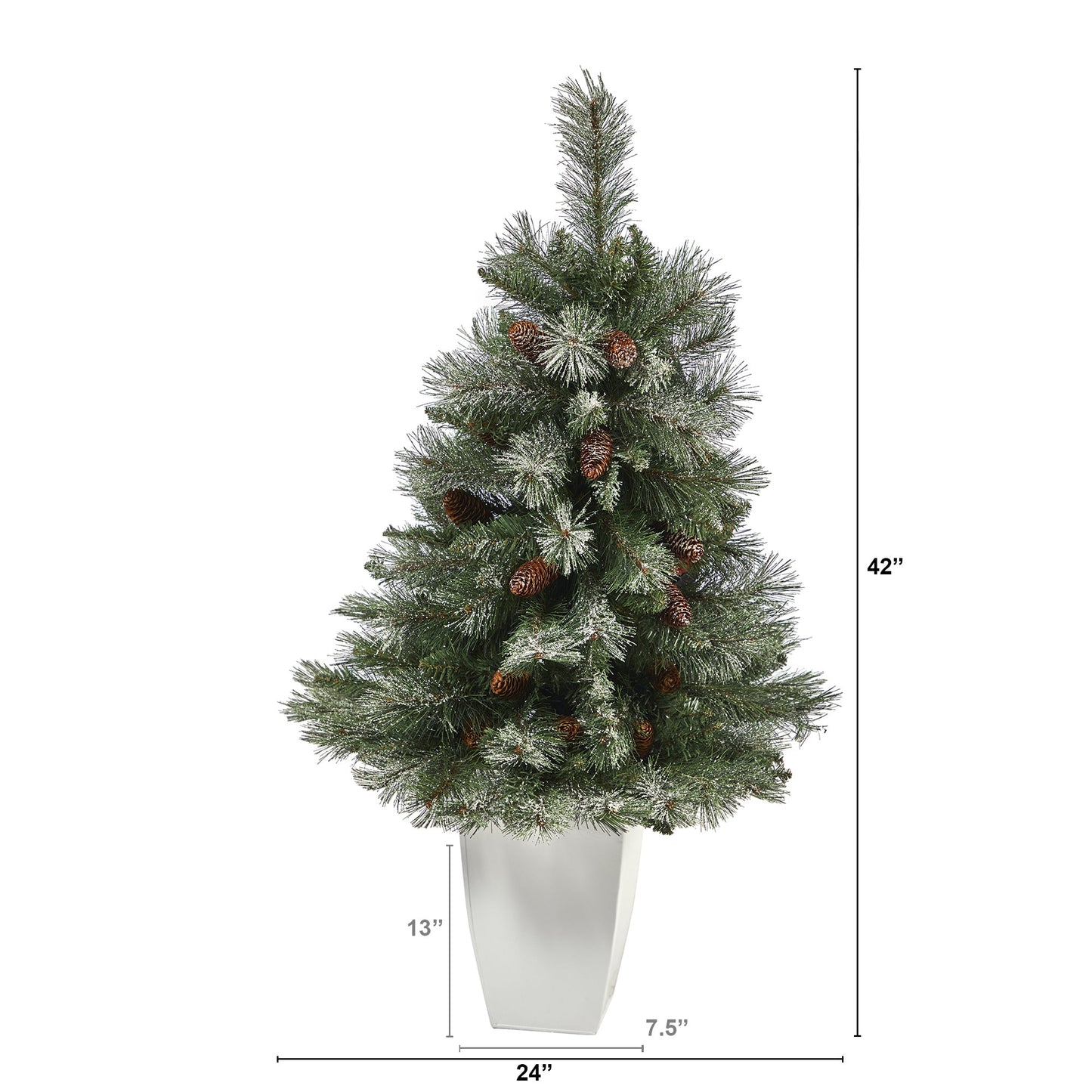 3.5' Snowed French Alps Mountain Pine Artificial Christmas Tree w/ 135 Bendable