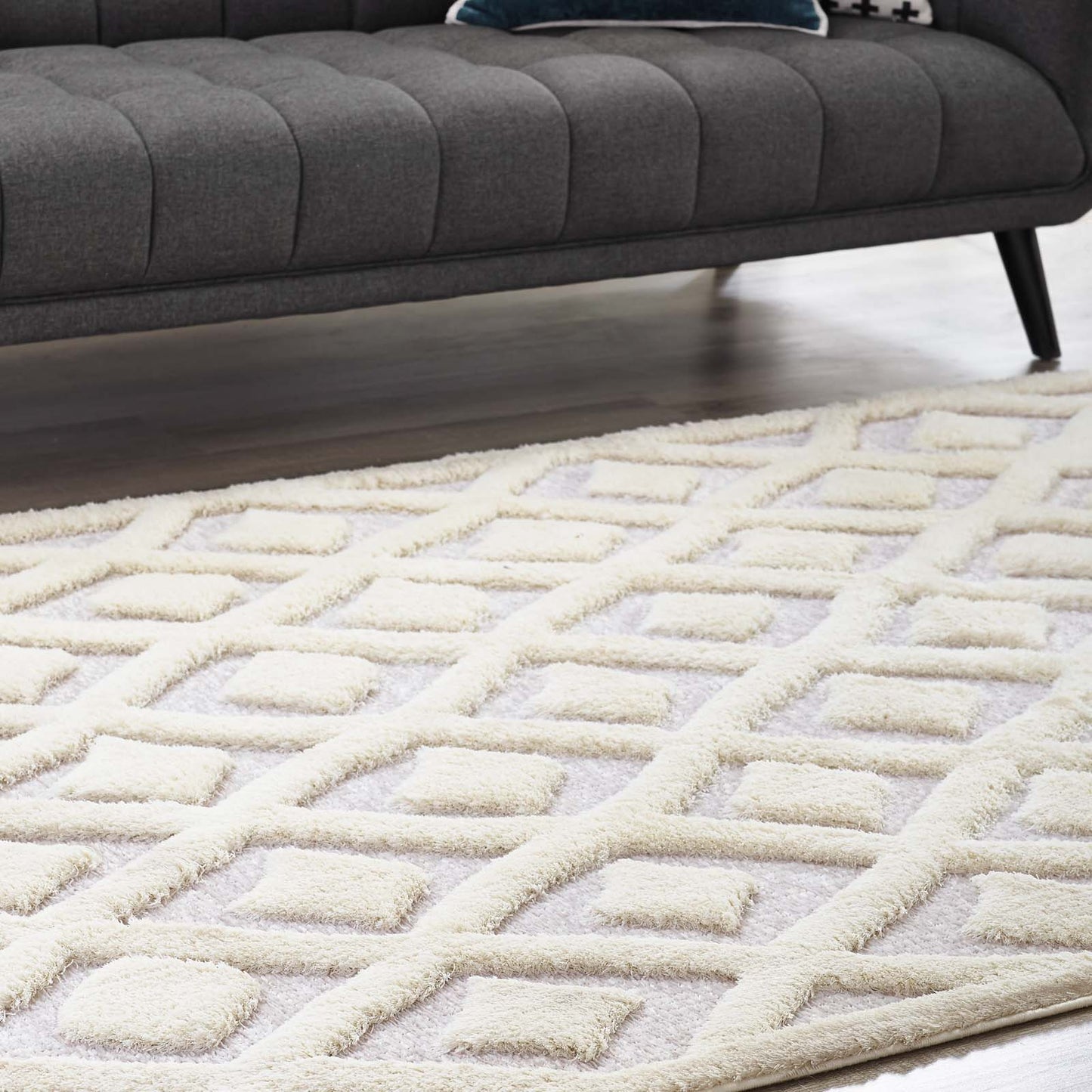Whimsical Morsel Abstract Diamond Lattice Shag 5x8 Area Rug by Modway