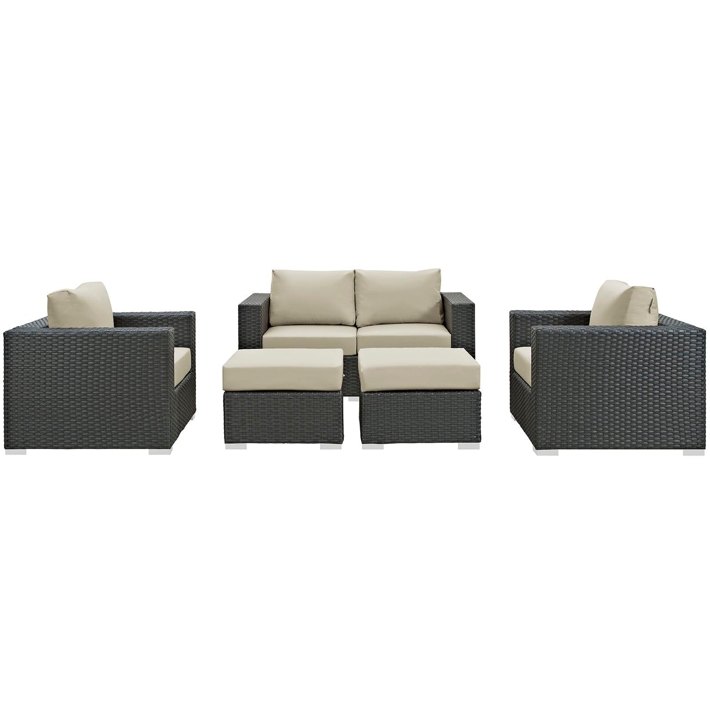 Sojourn 5 Piece Outdoor Patio Sunbrella¨ Sectional Set by Modway