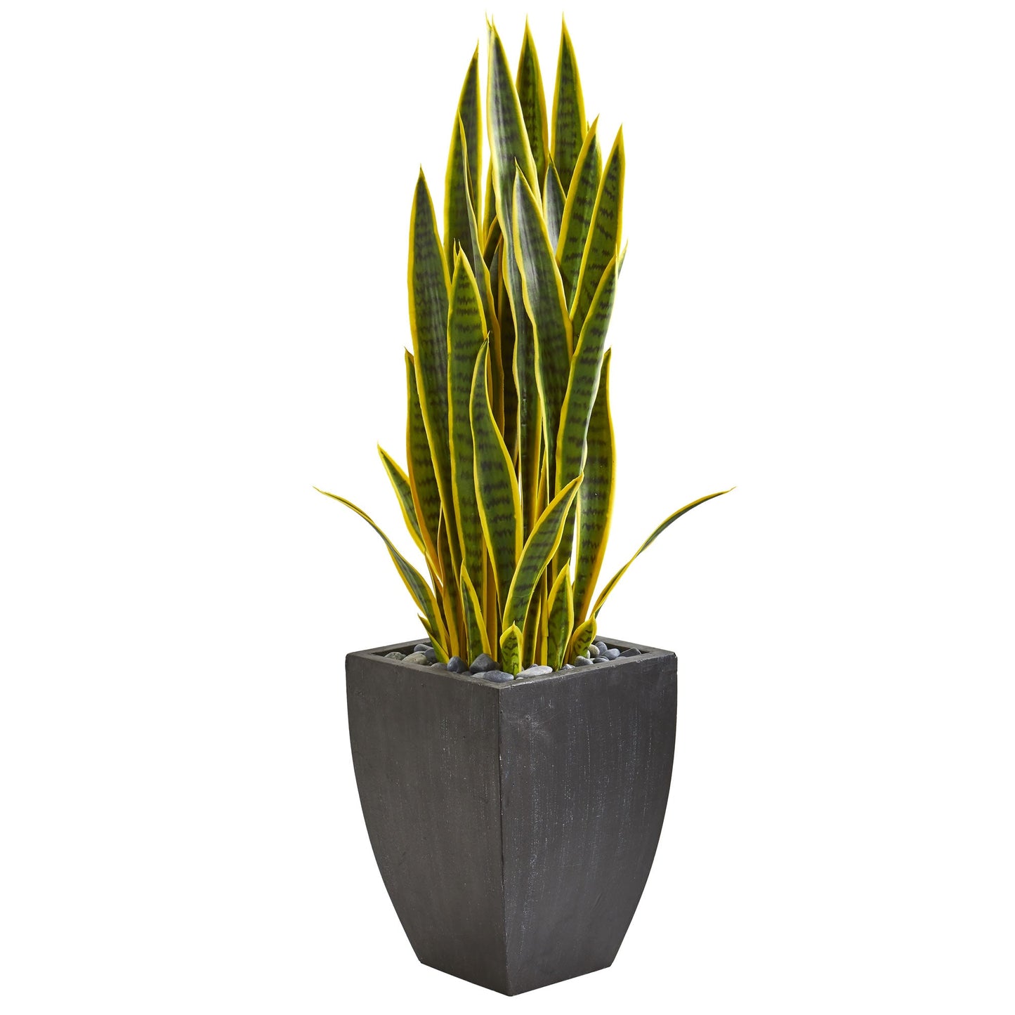 3.5' Sansevieria Artificial Plant in Black Planter