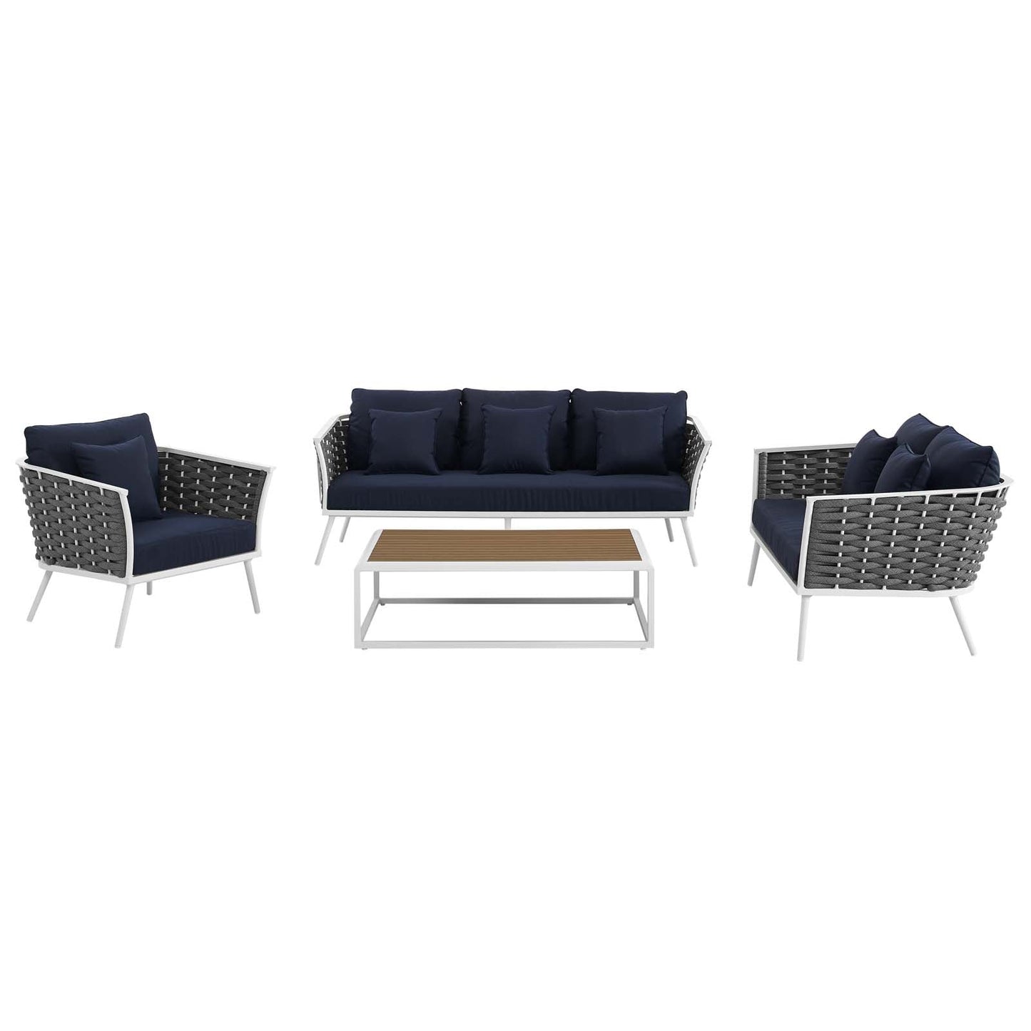 Stance 4 Piece Outdoor Patio Aluminum Sectional Sofa Set by Modway