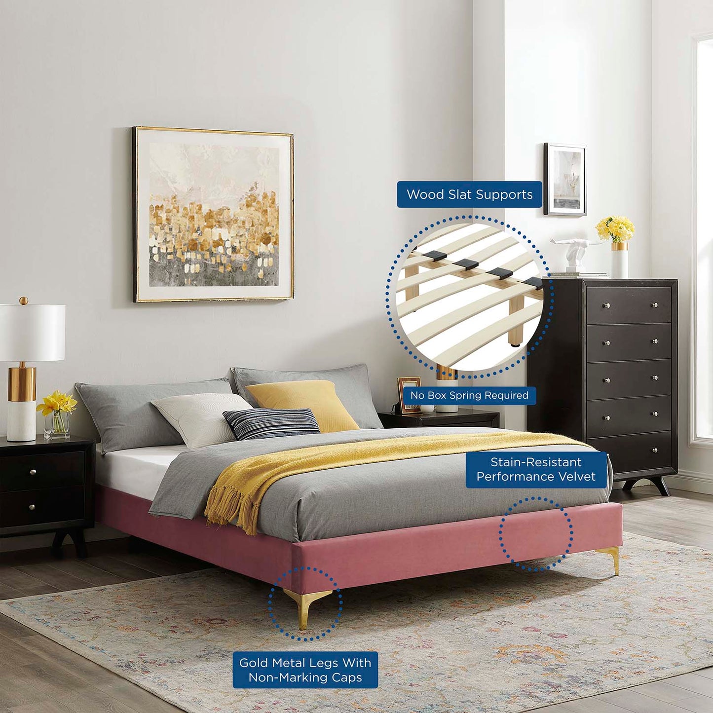 Sutton Performance Velvet King Bed Frame by Modway