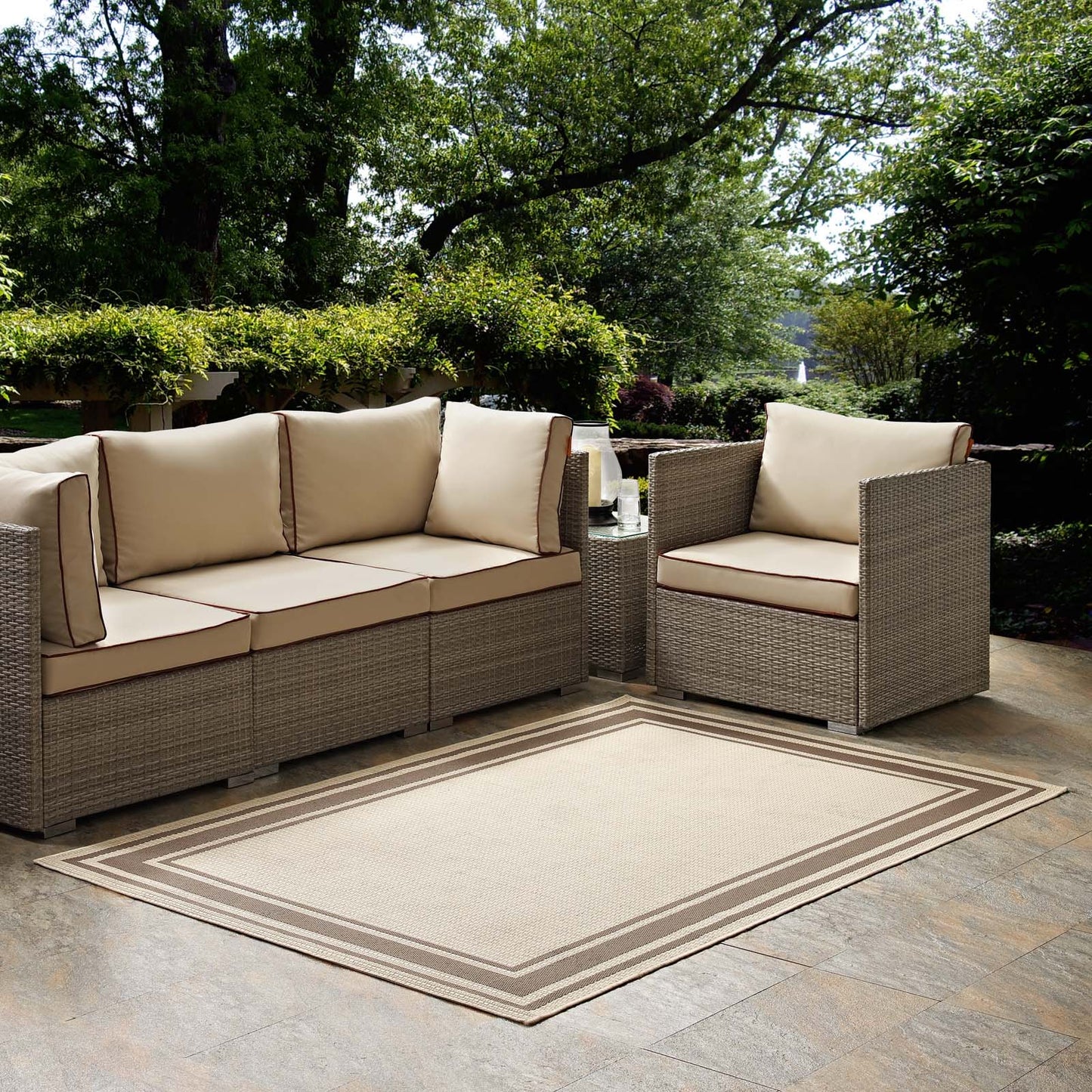 Rim Solid Border Indoor and Outdoor 5x8 Area Rug by Modway