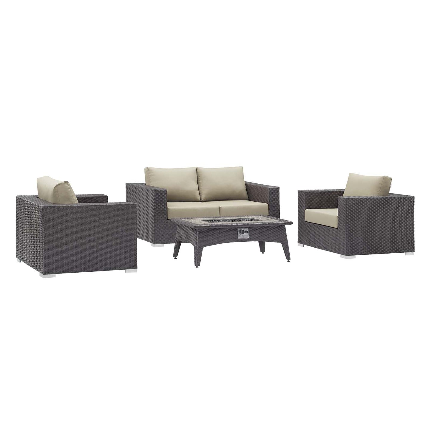 Convene 4 Piece Set Outdoor Patio with Fire Pit by Modway