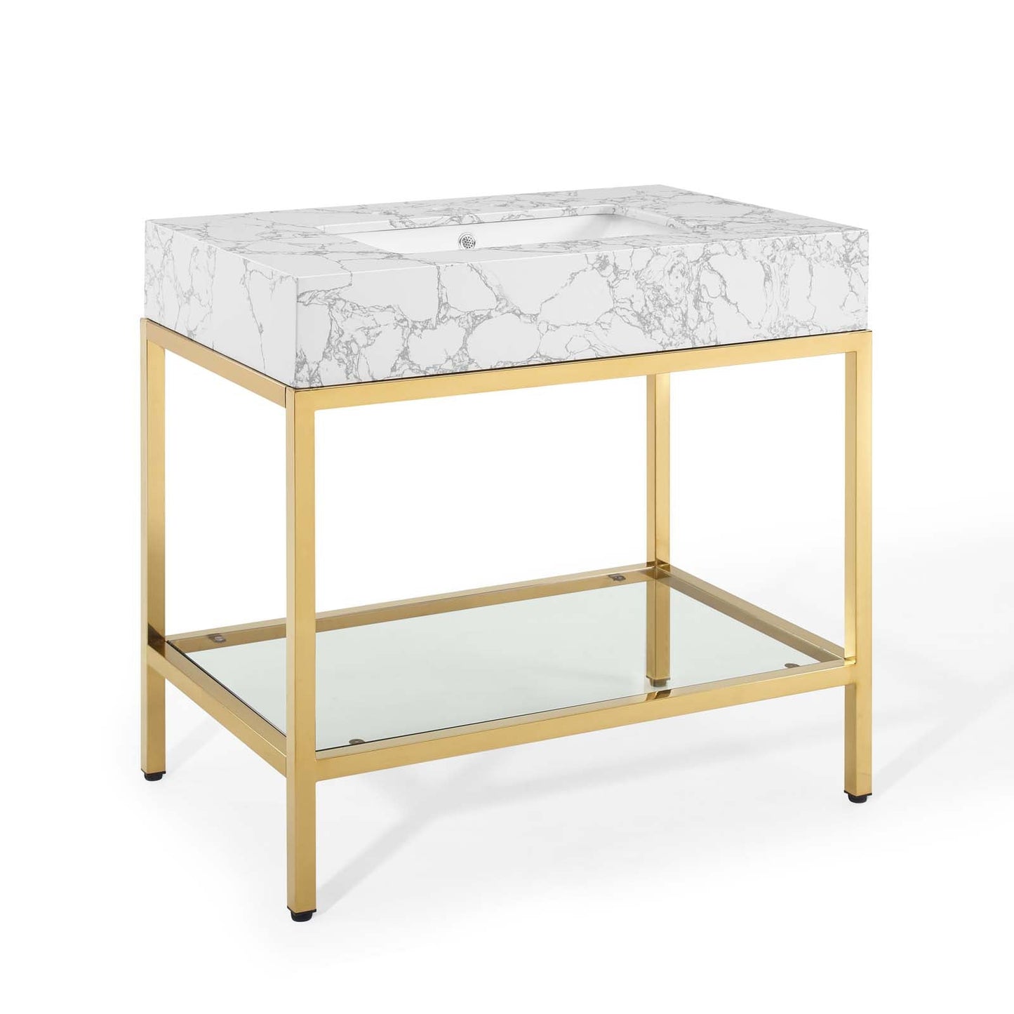 Kingsley 36" Gold Stainless Steel Bathroom Vanity by Modway