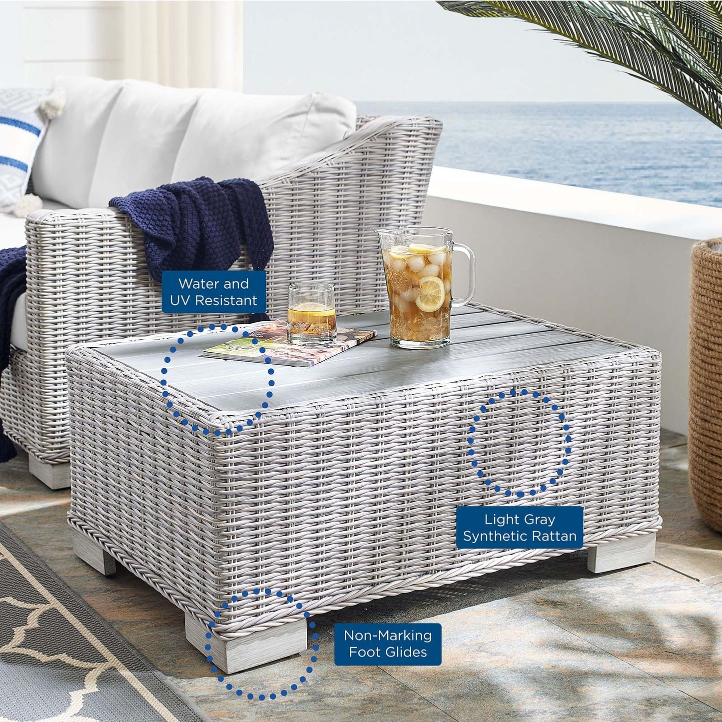 Conway 4-Piece Sunbrella¨ Outdoor Patio Wicker Rattan Furniture Set by Modway