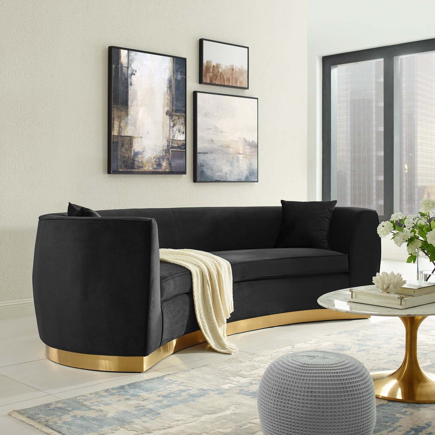 Resolute Curved Performance Velvet Sofa by Modway
