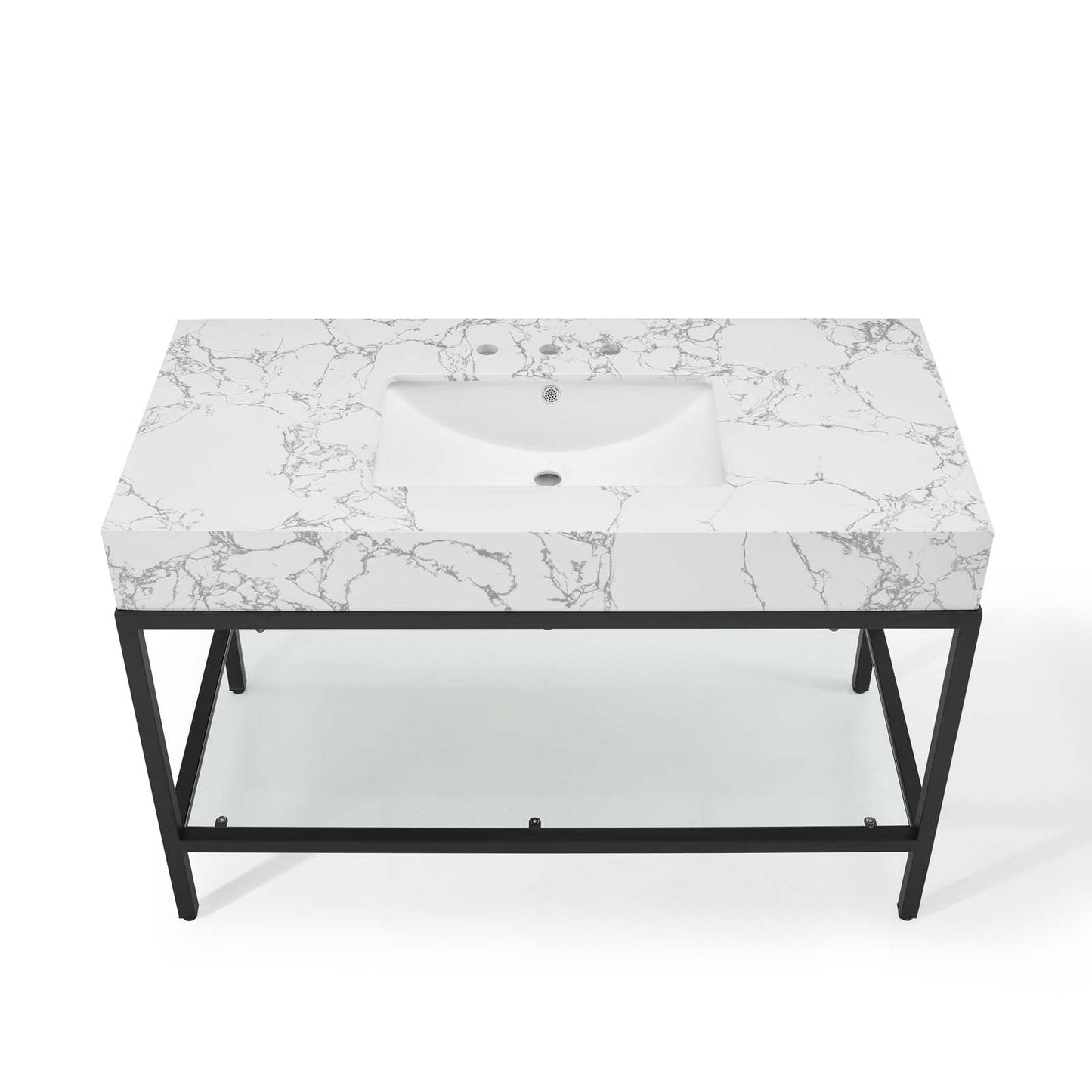 Kingsley 50" Black Stainless Steel Bathroom Vanity by Modway
