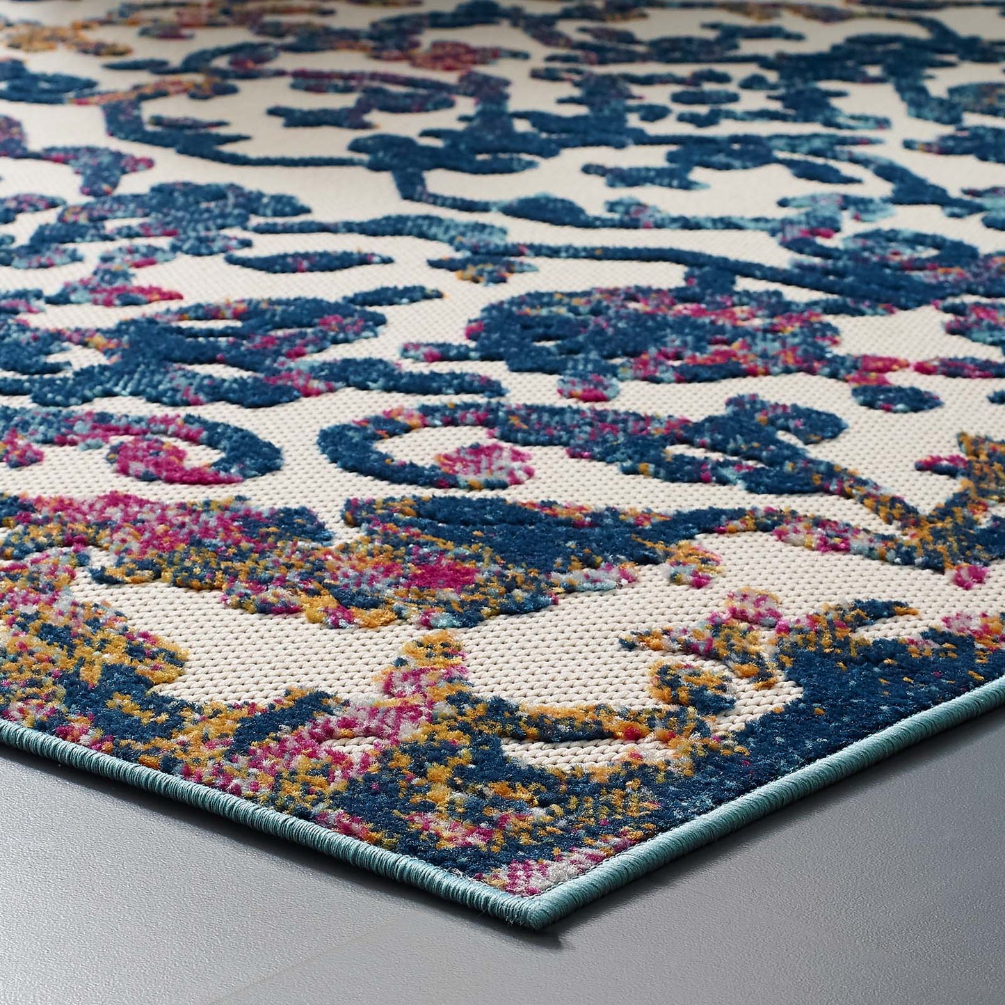 Reflect Primrose Ornate Floral Lattice 8x10 Indoor/Outdoor Area Rug by Modway