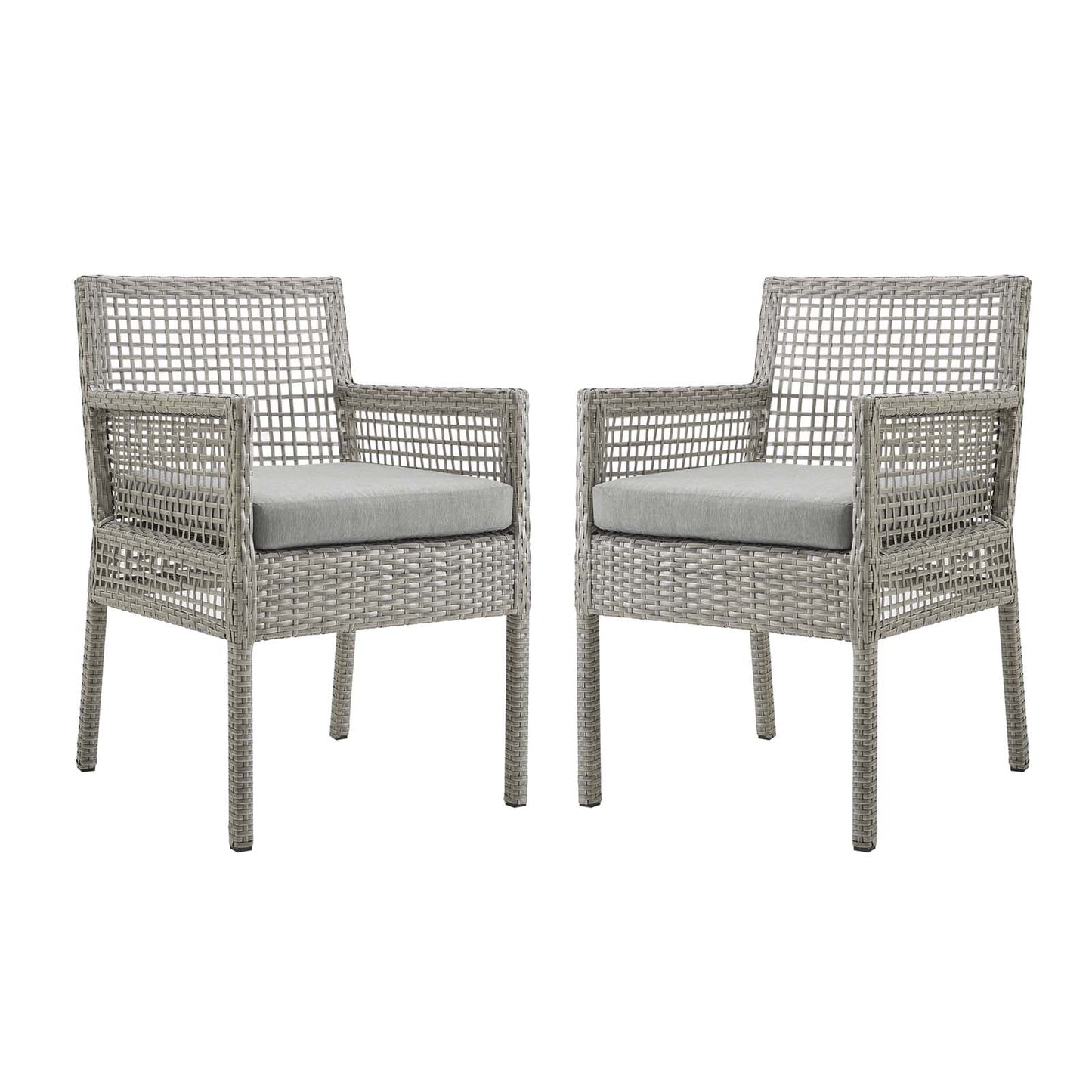 Aura Outdoor Patio Wicker Rattan Dining Armchair Set of 2 by Modway