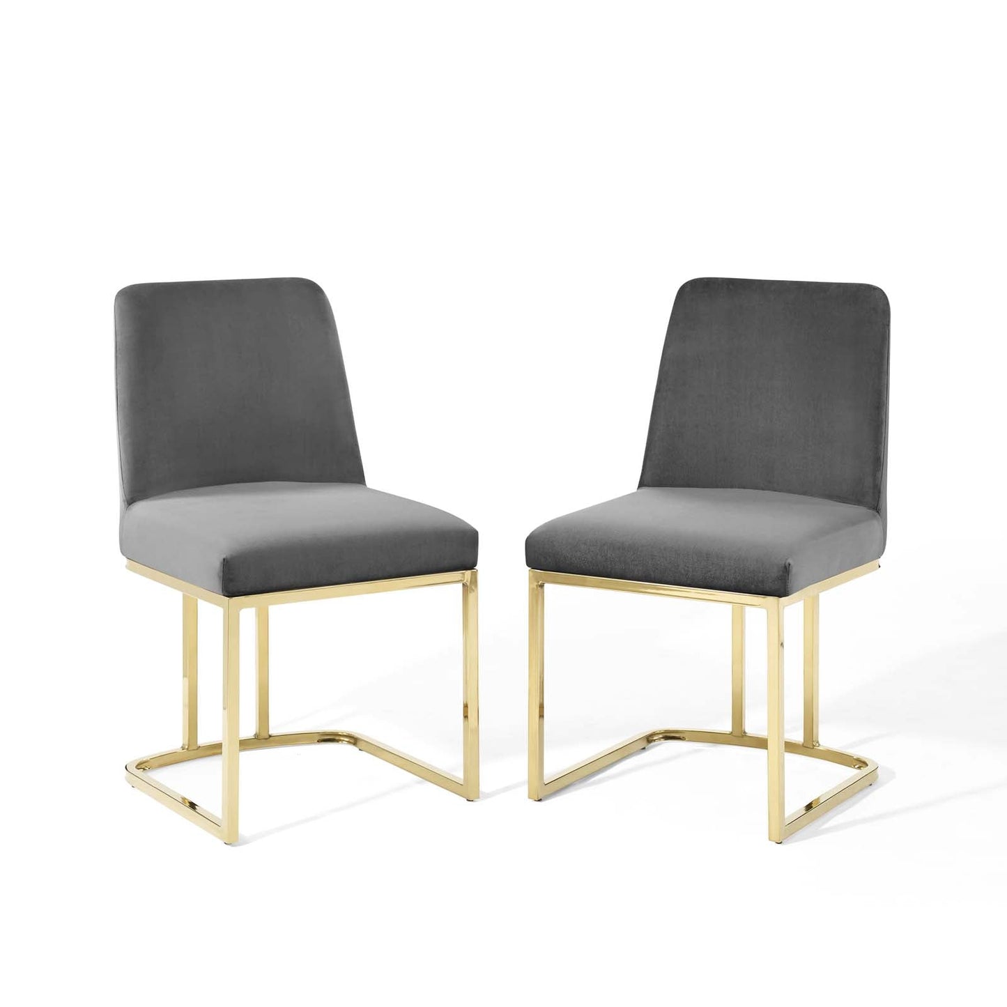 Amplify Sled Base Performance Velvet Dining Chairs Set of 2 by Modway
