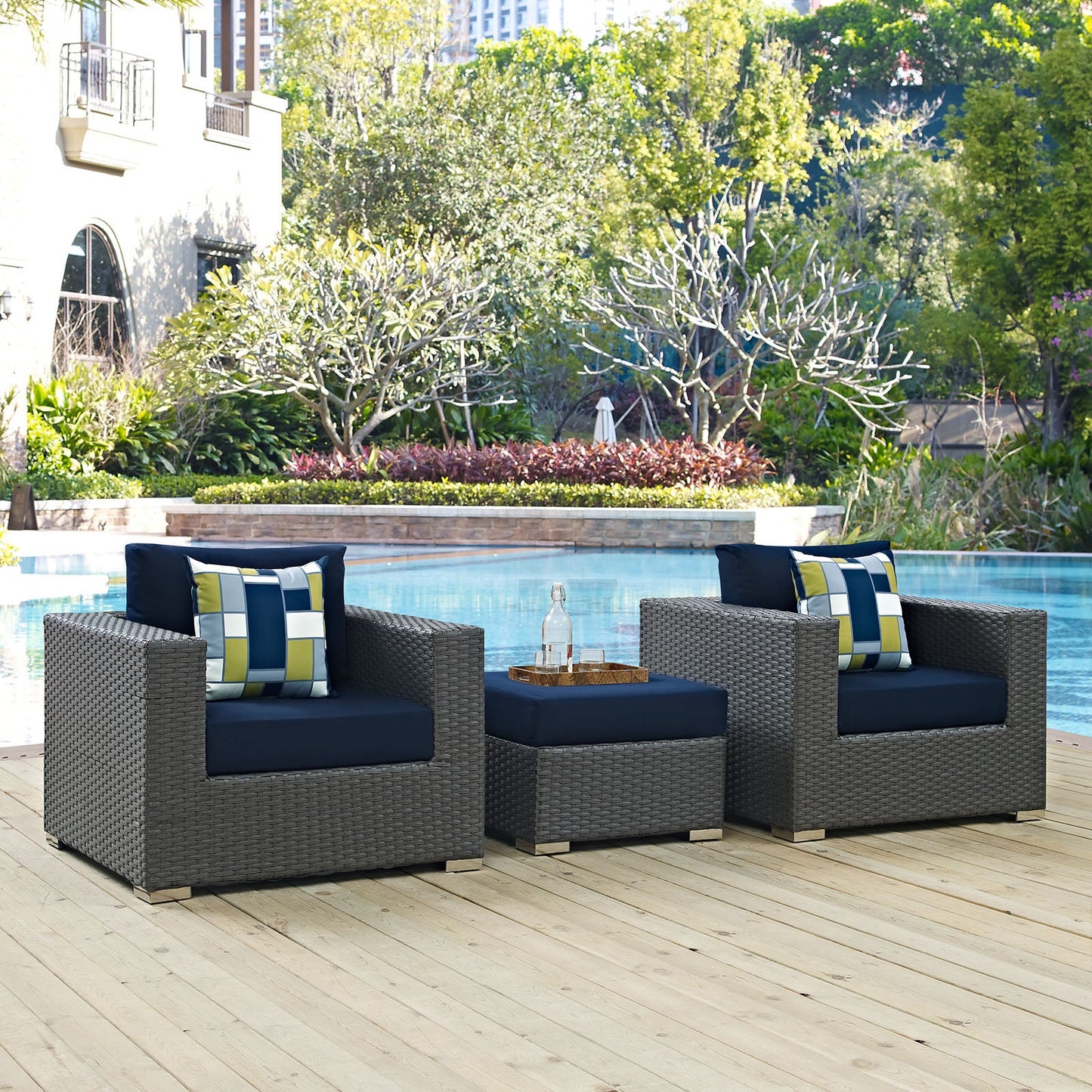 Sojourn 3 Piece Outdoor Patio Sunbrella¨ Sectional Set by Modway