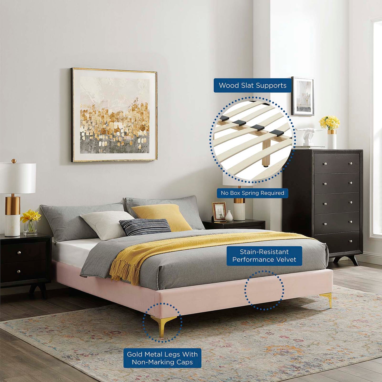 Sutton Performance Velvet King Bed Frame by Modway