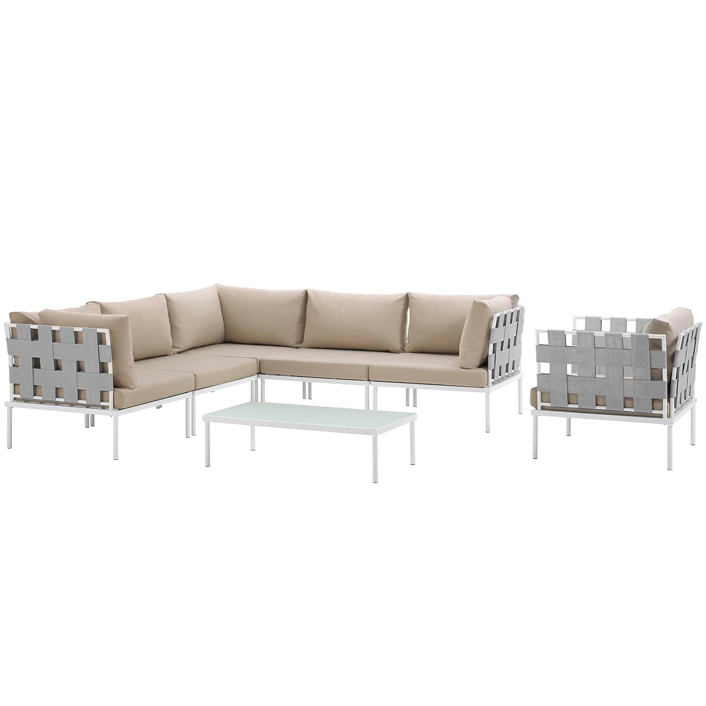 Harmony 7 Piece Outdoor Patio Aluminum Sectional Sofa Set by Modway