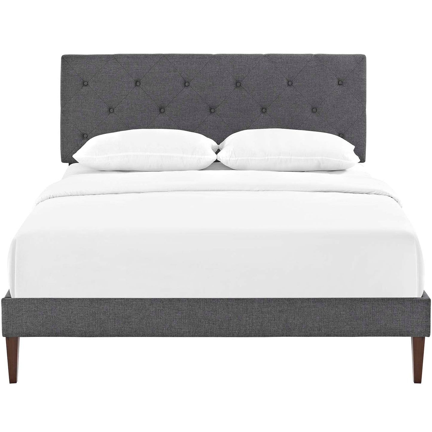 Tarah Fabric King Platform Bed with Squared Tapered Legs by Modway
