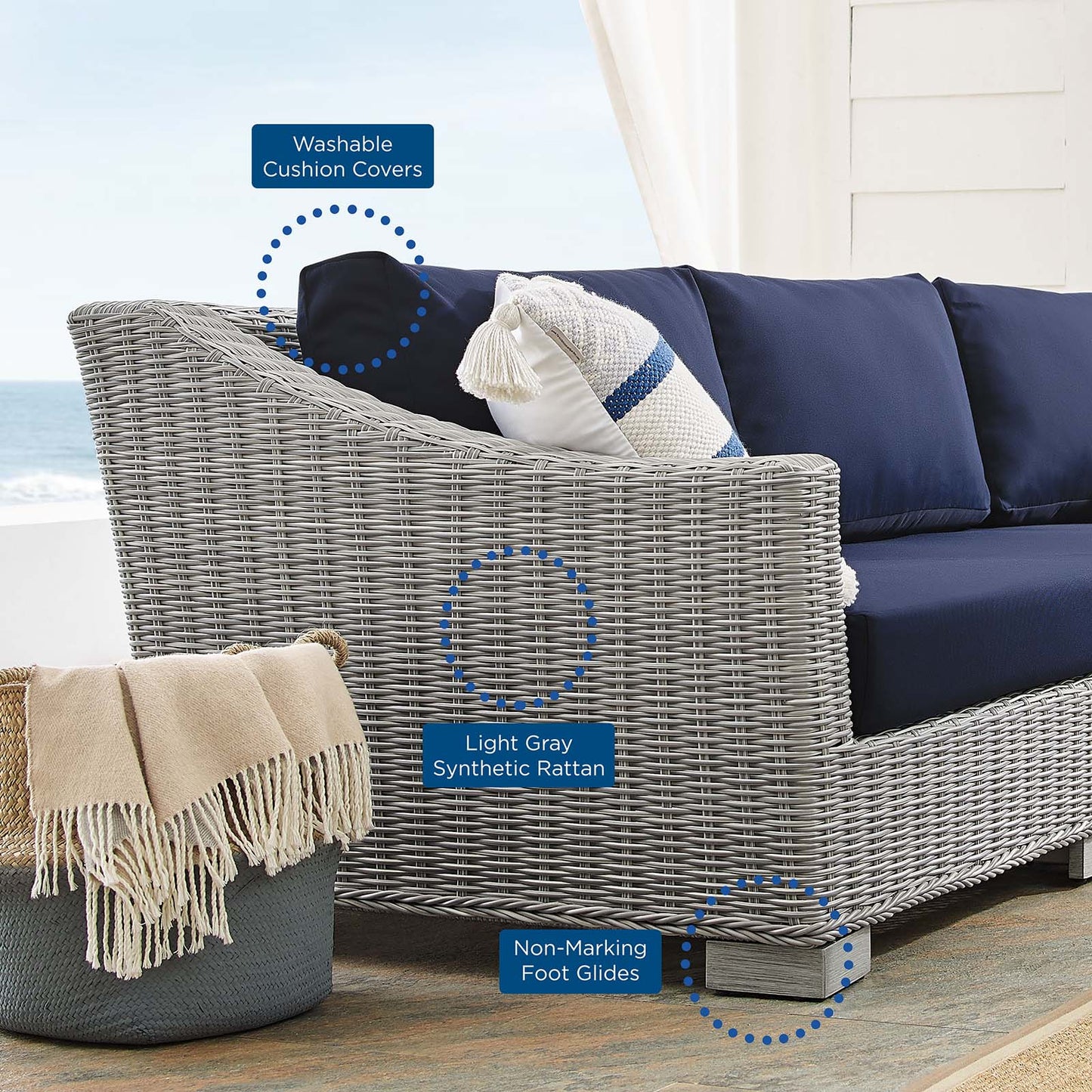 Conway 4-Piece Sunbrella¨ Outdoor Patio Wicker Rattan Furniture Set by Modway