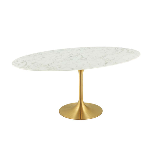 Lippa 78" Oval Faux Marble Dining Table by Modway