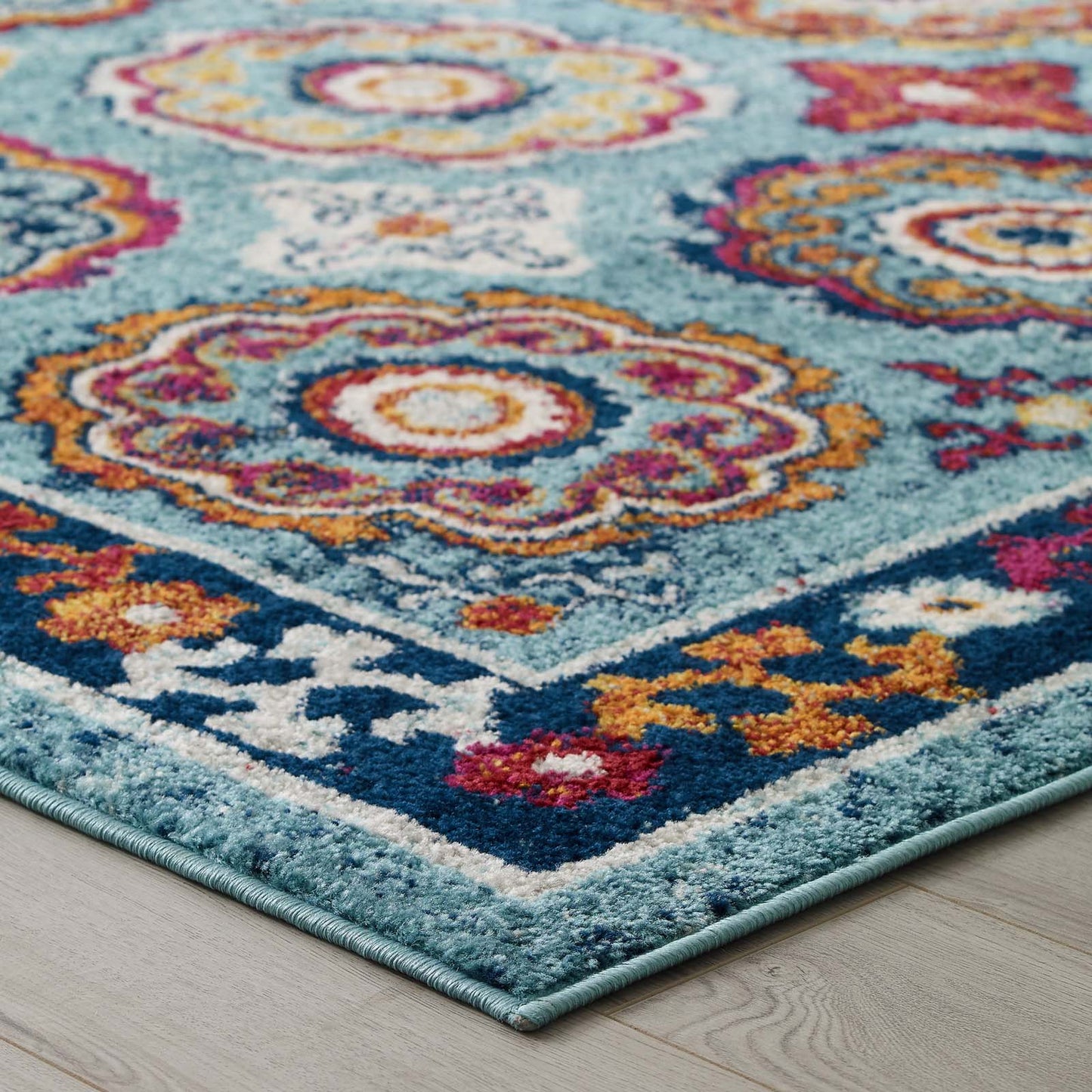 Entourage Odile Distressed Floral Moroccan Trellis 5x8 Area Rug by Modway