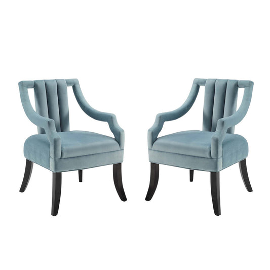 Harken Performance Velvet Accent Chair Set of 2 by Modway