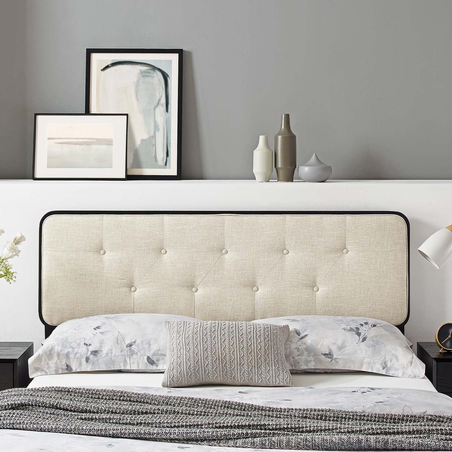 Collins Tufted Fabric and Wood King Headboard by Modway