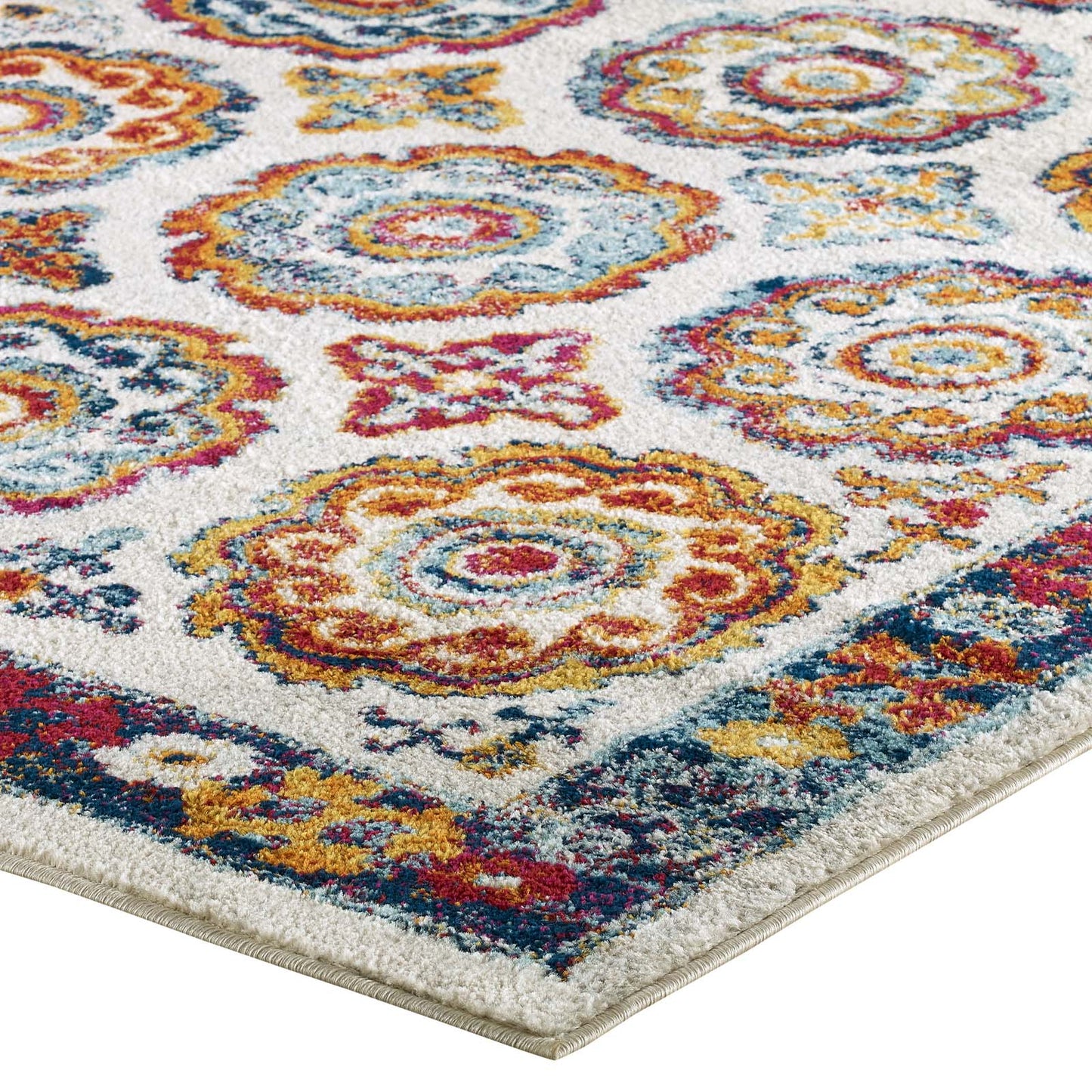 Entourage Odile Distressed Floral Moroccan Trellis 8x10 Area Rug by Modway