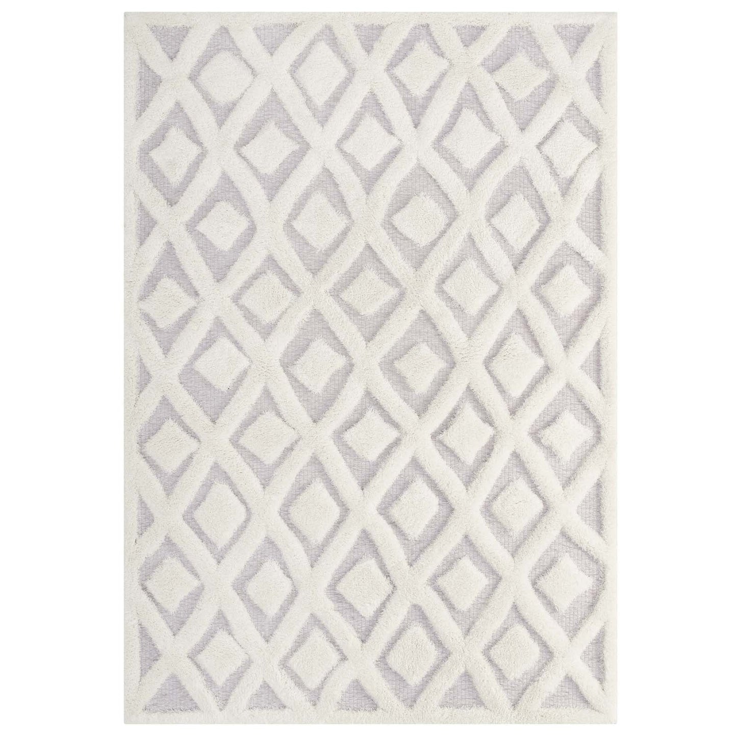 Whimsical Morsel Abstract Diamond Lattice Shag 5x8 Area Rug by Modway