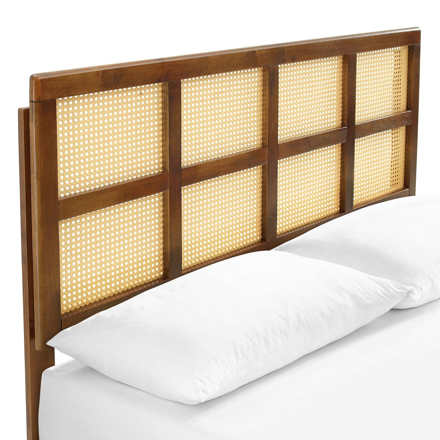 Sidney Cane and Wood Full Platform Bed With Angular Legs by Modway