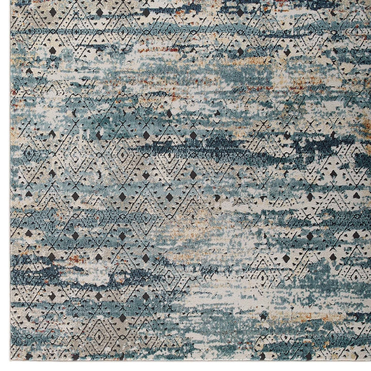 Tribute Eisley Rustic Distressed Transitional Diamond Lattice 5x8 Area Rug by Modway