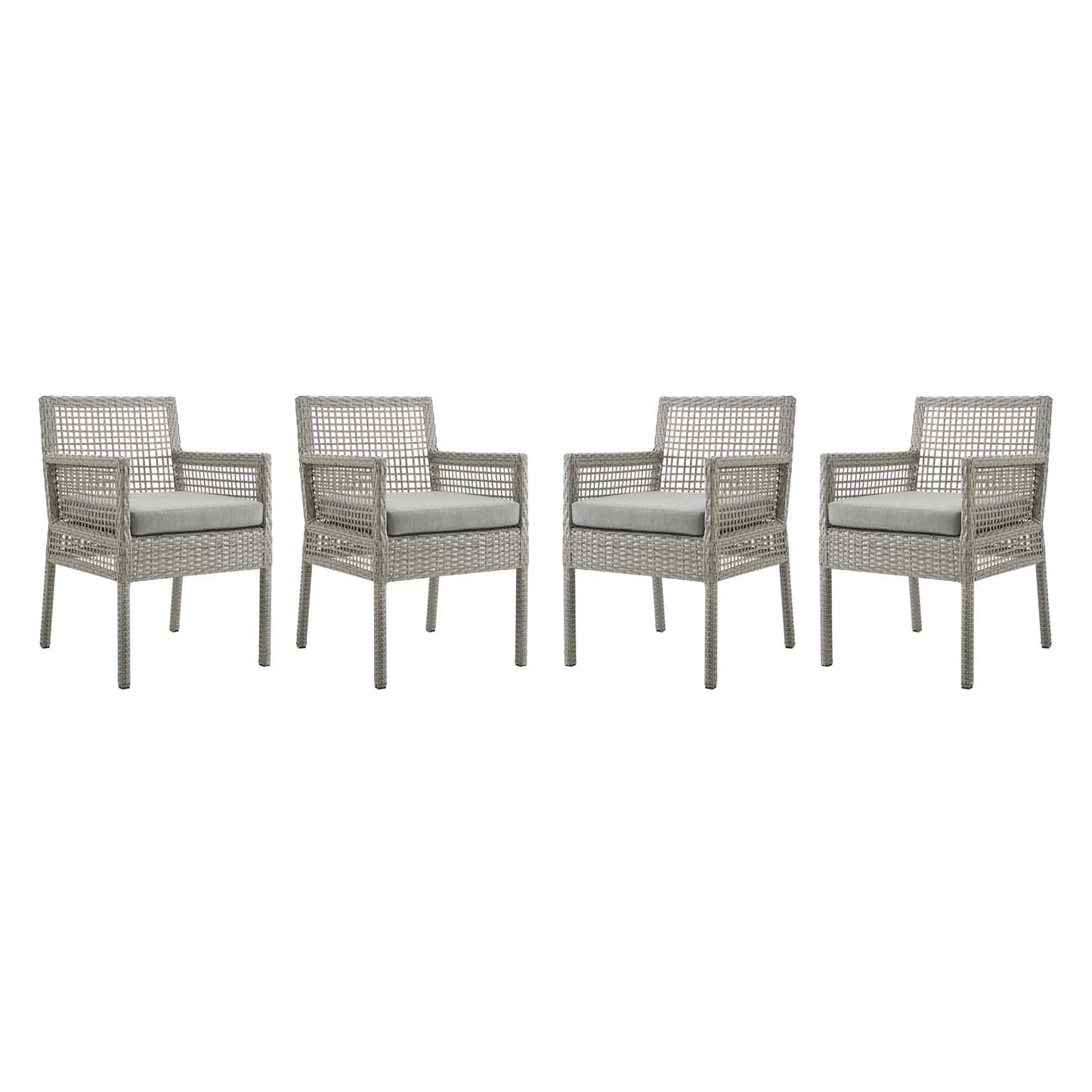 Aura Outdoor Patio Wicker Rattan Dining Armchair Set of 4 by Modway
