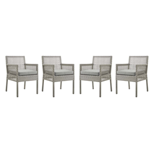 Aura Outdoor Patio Wicker Rattan Dining Armchair Set of 4 by Modway