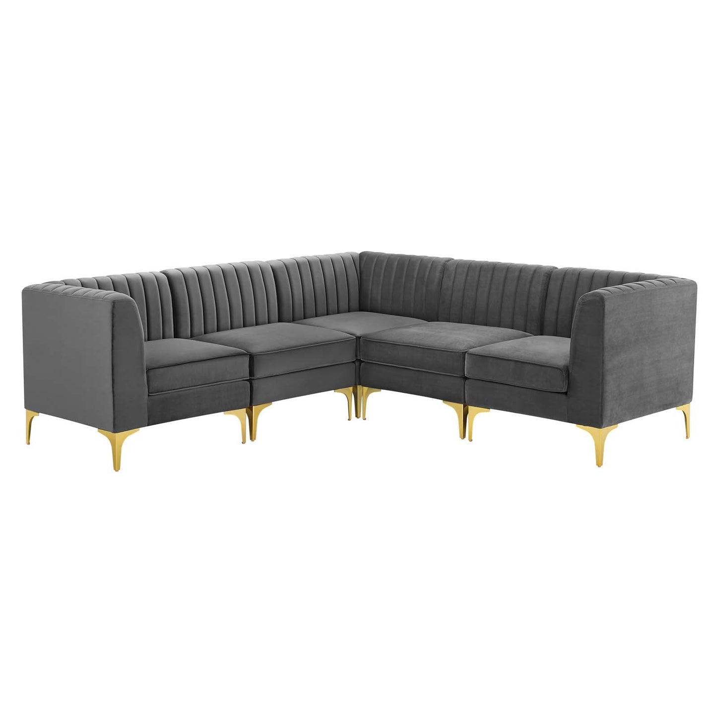 Triumph 5-Piece Channel Tufted Performance Velvet Sectional Sofa by Modway