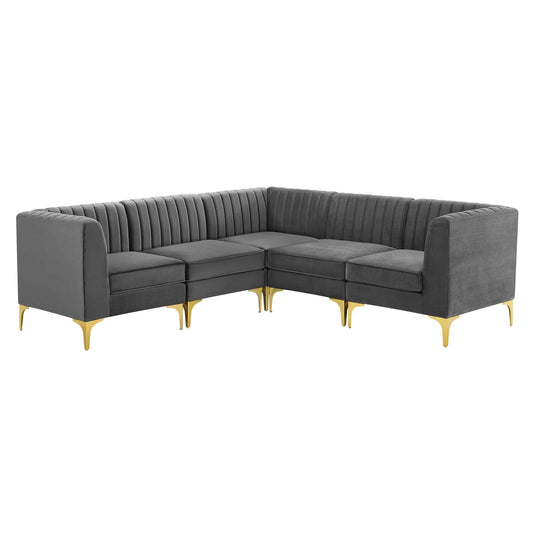 Triumph 5-Piece Channel Tufted Performance Velvet Sectional Sofa by Modway
