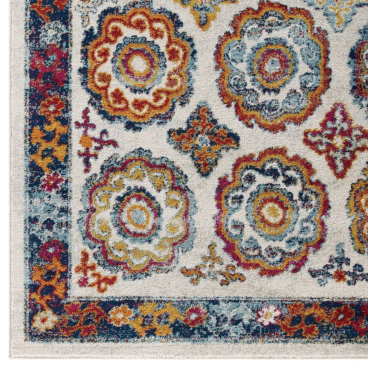 Entourage Odile Distressed Floral Moroccan Trellis 5x8 Area Rug by Modway