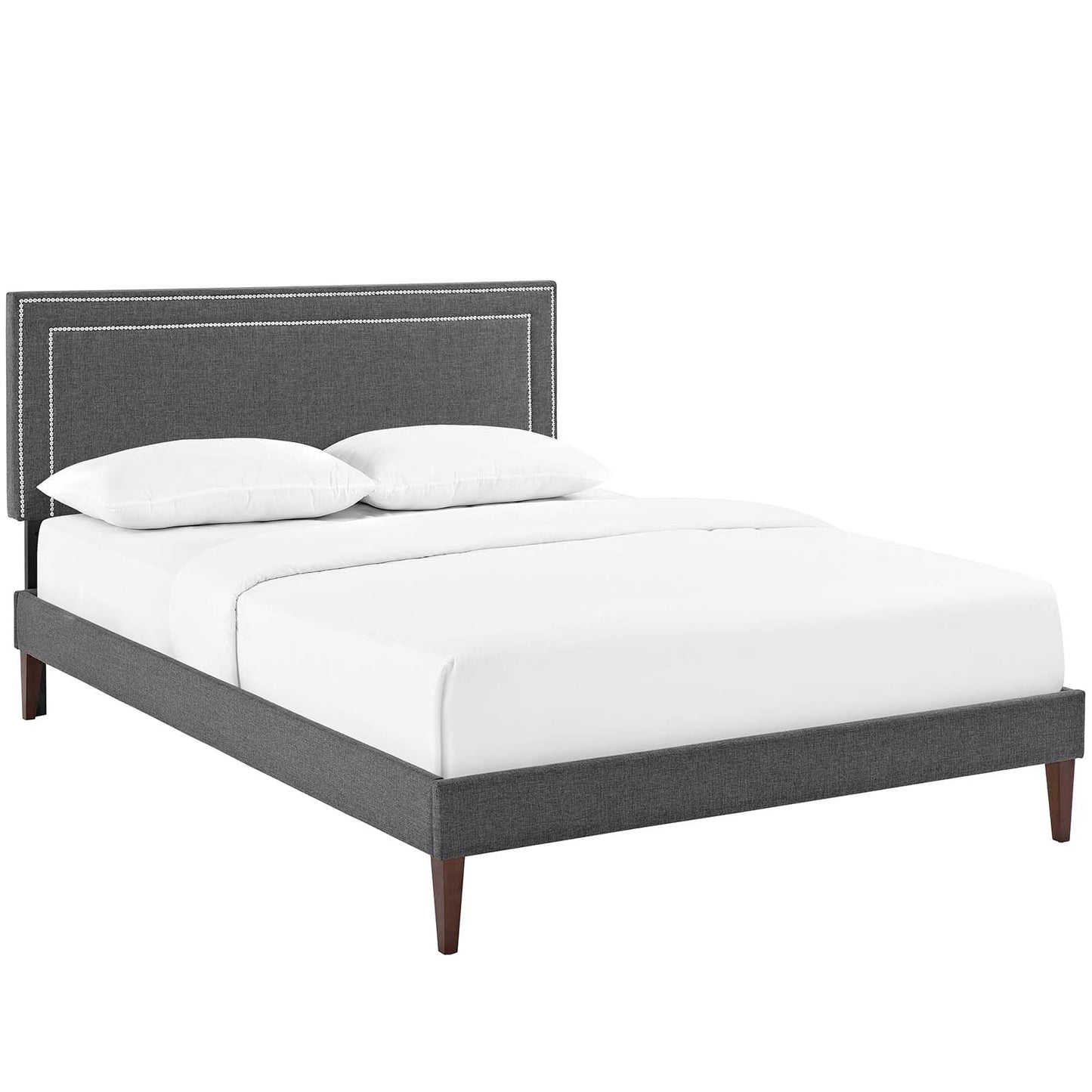 Virginia Fabric Queen Platform Bed with Squared Tapered Legs by Modway