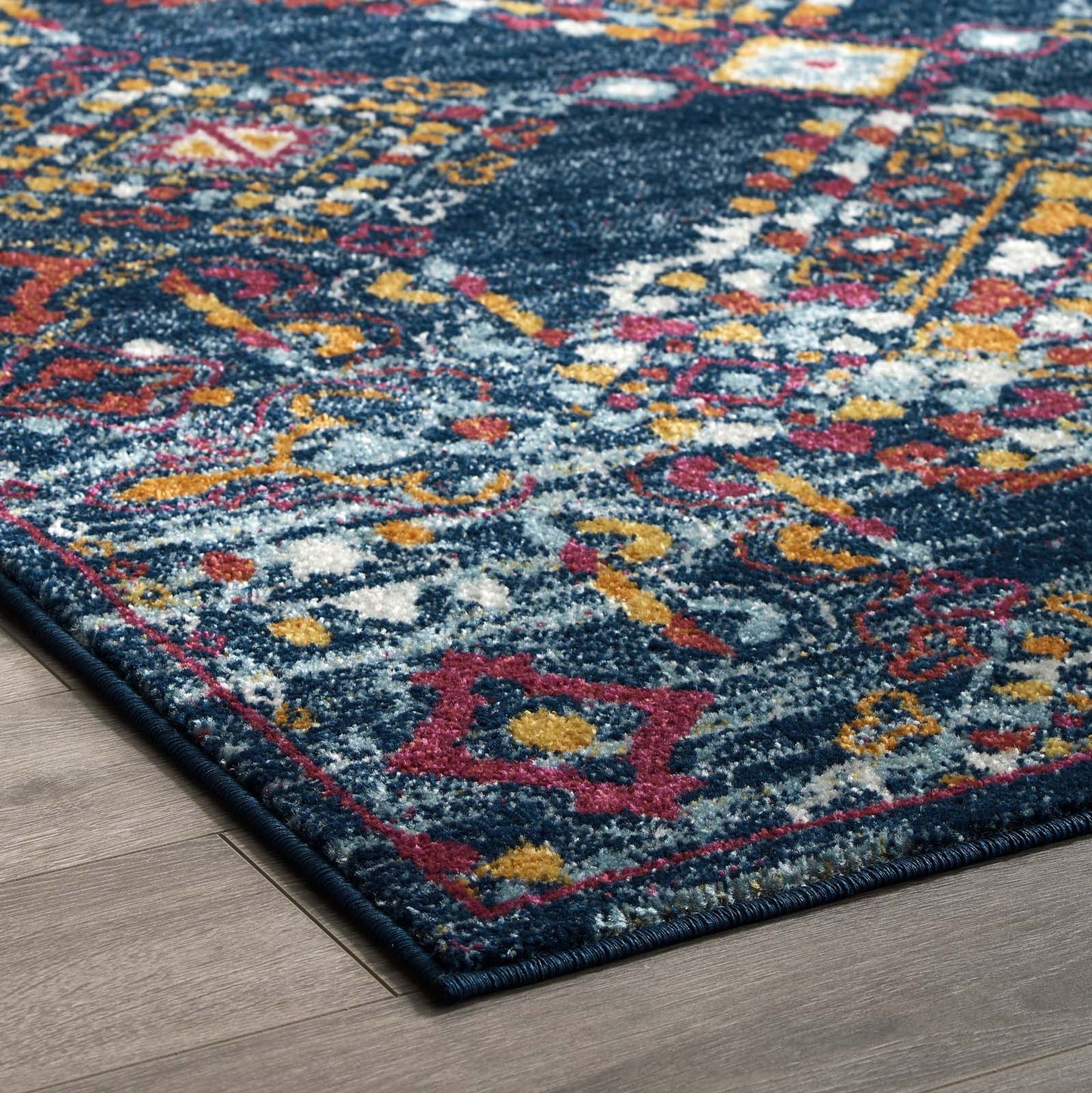 Entourage Khalida Distressed Vintage Floral Lattice 5x8 Area Rug by Modway