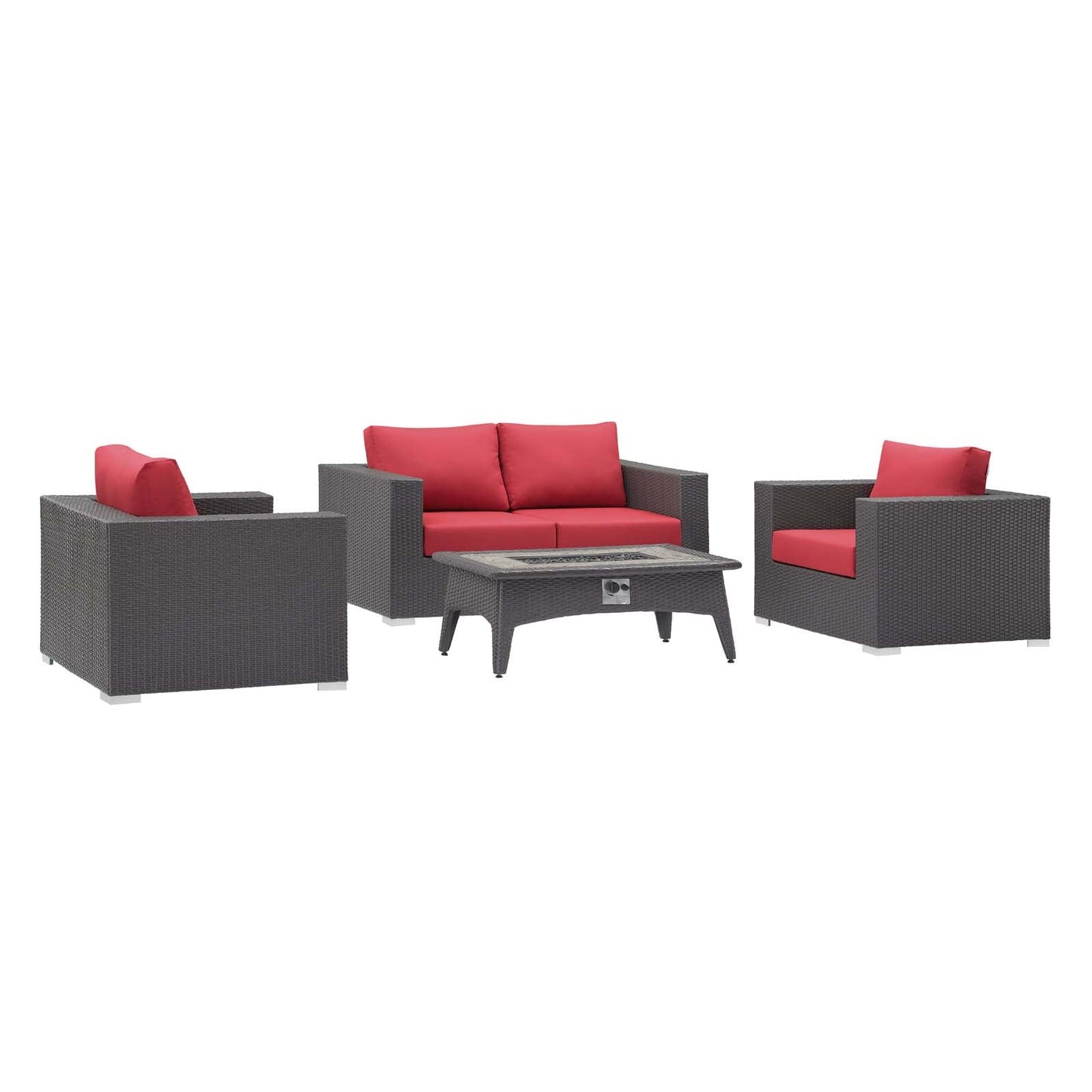 Convene 4 Piece Set Outdoor Patio with Fire Pit by Modway