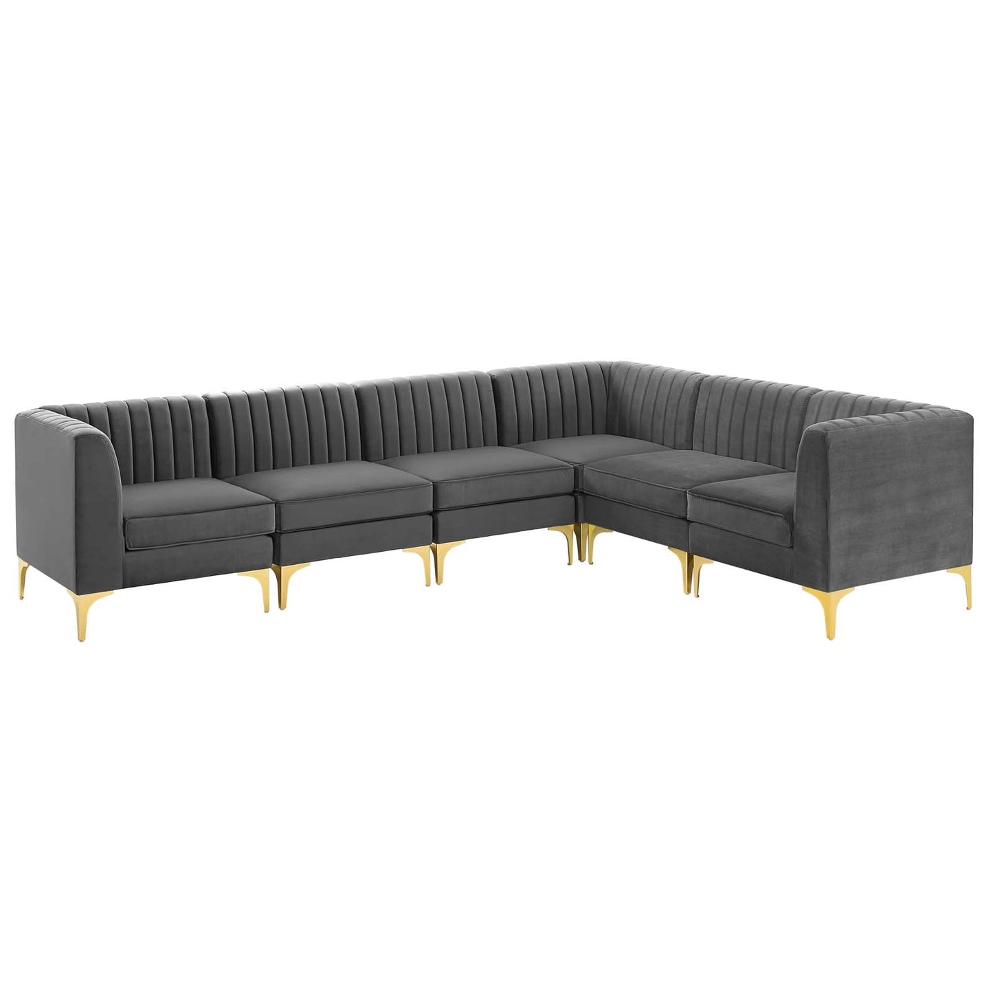 Triumph 6-Piece Channel Tufted Performance Velvet Sectional Sofa by Modway