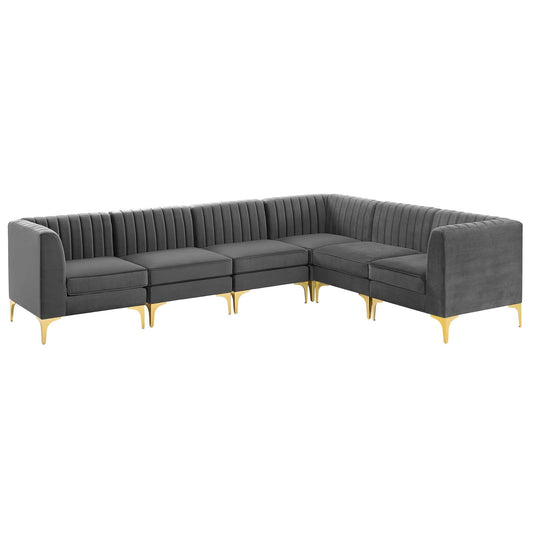 Triumph 6-Piece Channel Tufted Performance Velvet Sectional Sofa by Modway