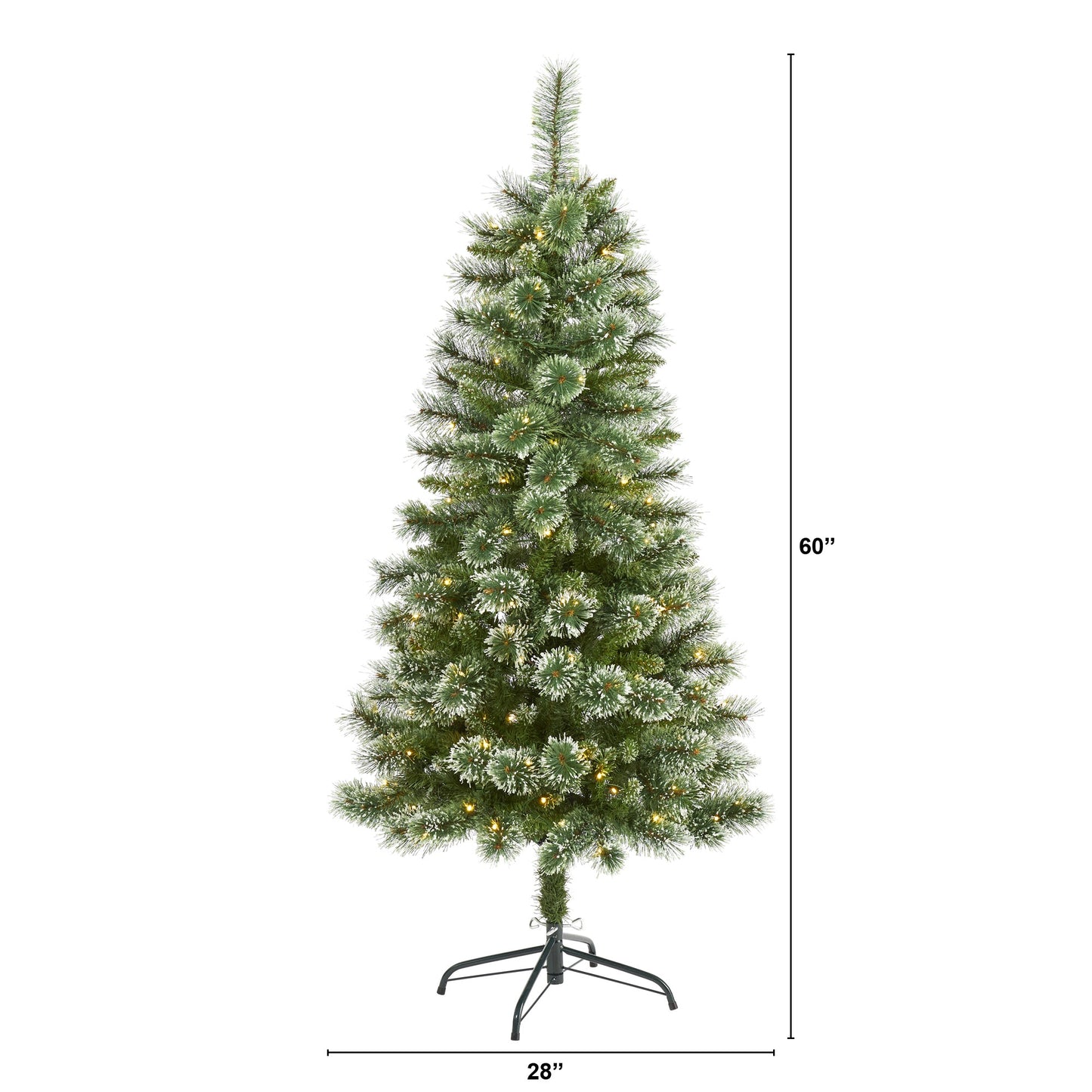 5' Wisconsin Slim Snow Tip Pine Artificial Christmas Tree w/ 150 Clear LED Light