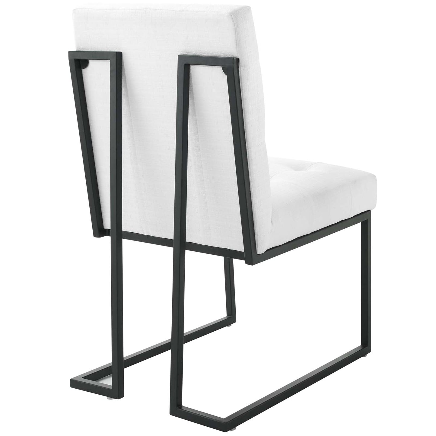 Privy Black Stainless Steel Upholstered Fabric Dining Chair Set of 2 by Modway