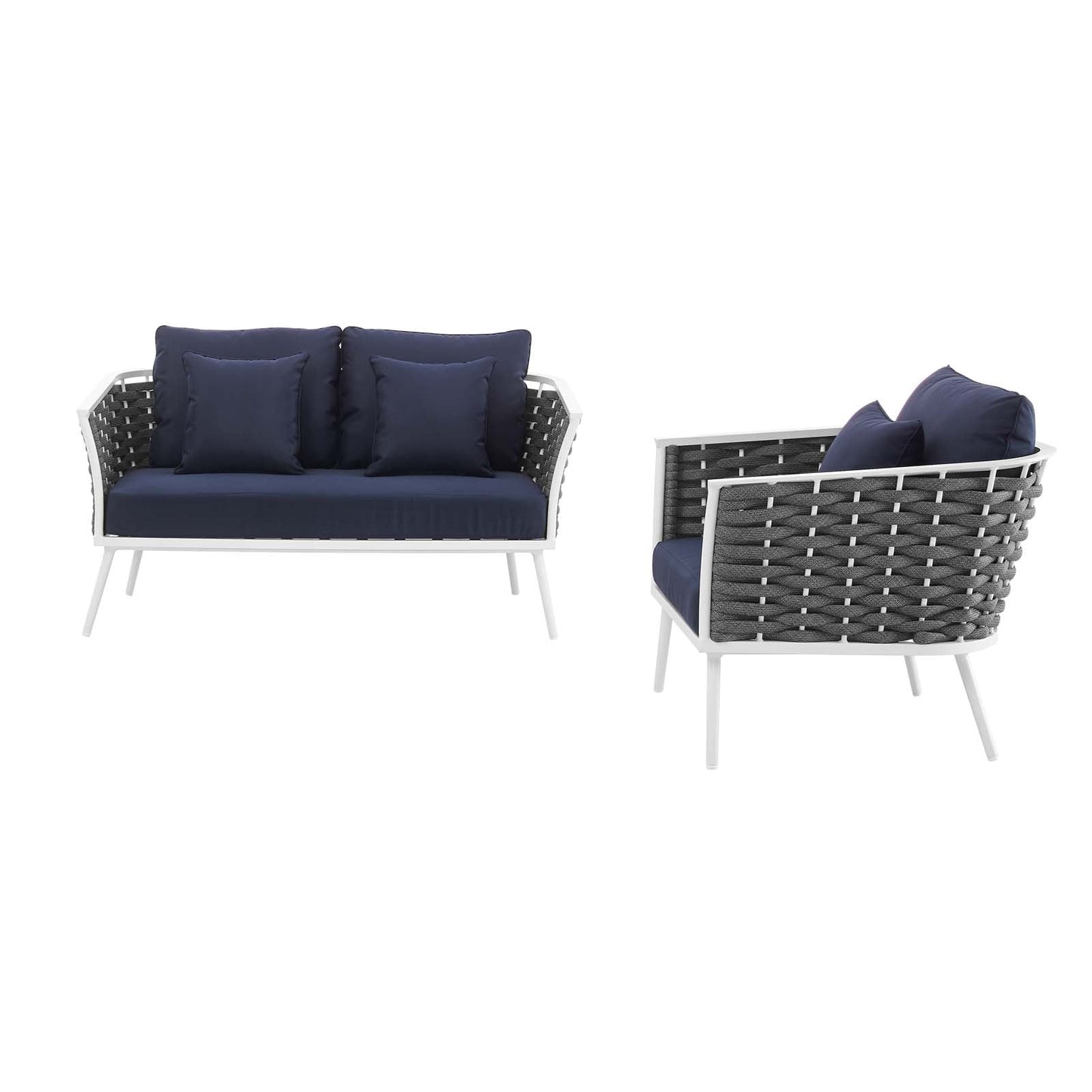 Stance 2 Piece Outdoor Patio Aluminum Sectional Sofa Set by Modway