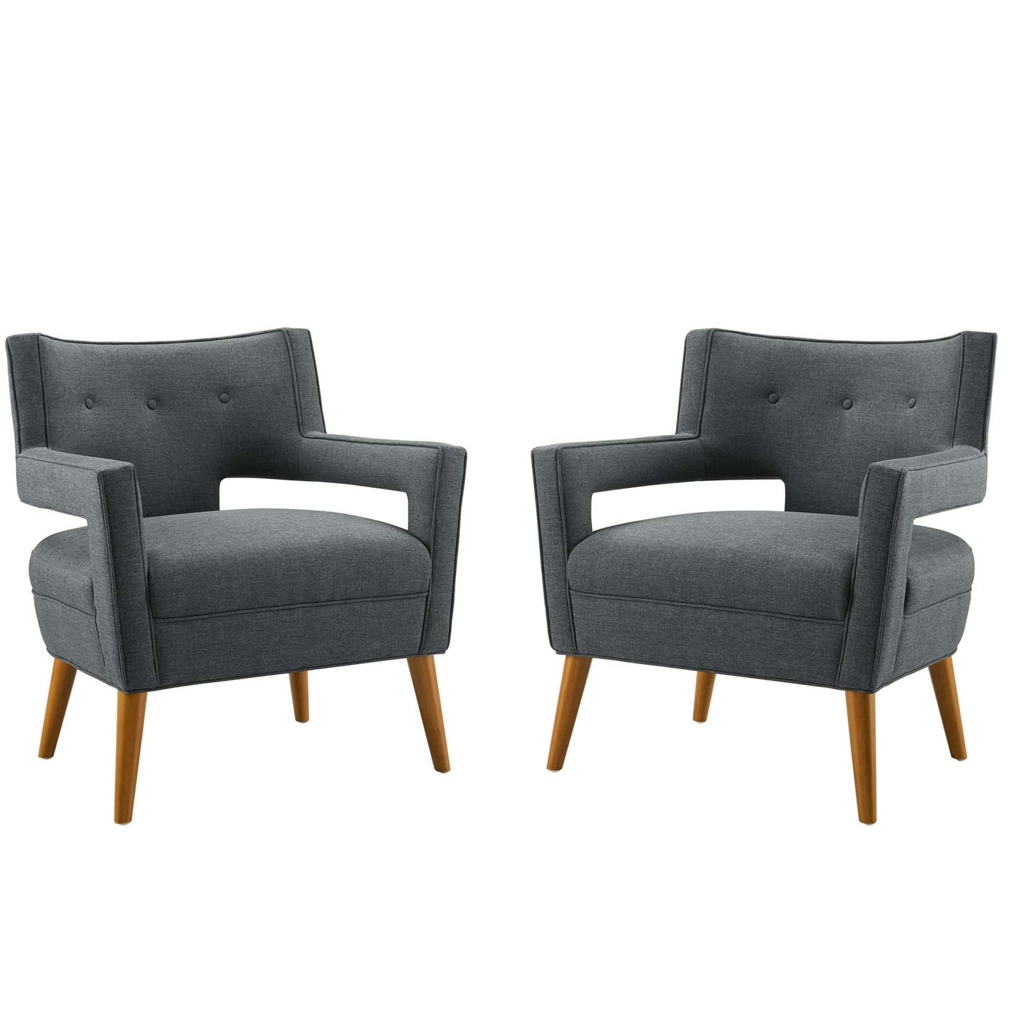 Sheer Upholstered Fabric Armchair Set of 2 by Modway