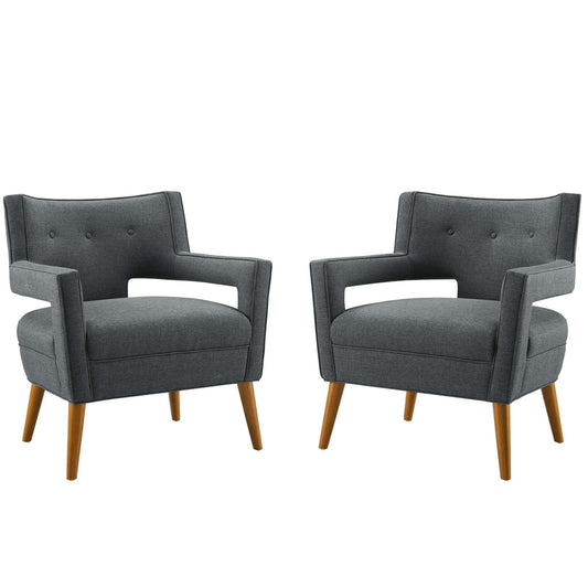 Sheer Upholstered Fabric Armchair Set of 2 by Modway
