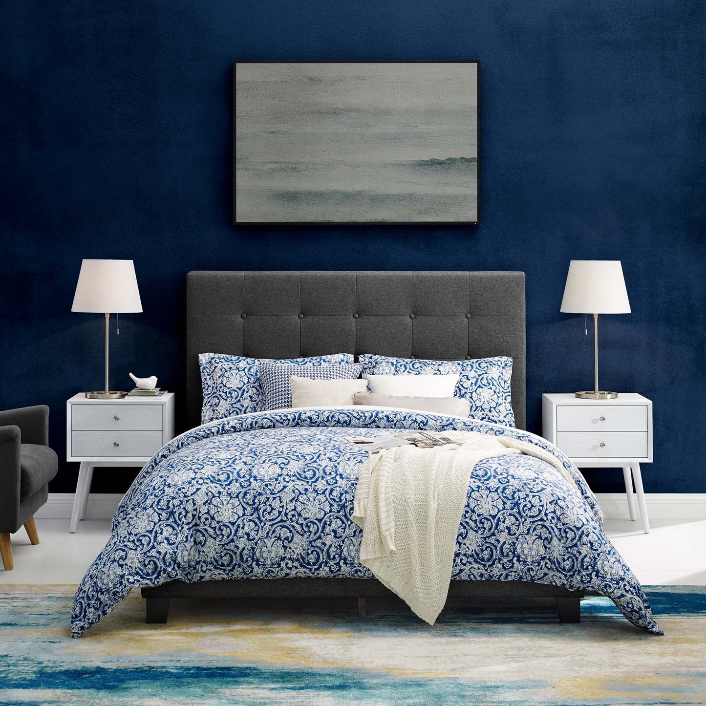 Melanie Tufted Button Upholstered Fabric Full Platform Bed by Modway
