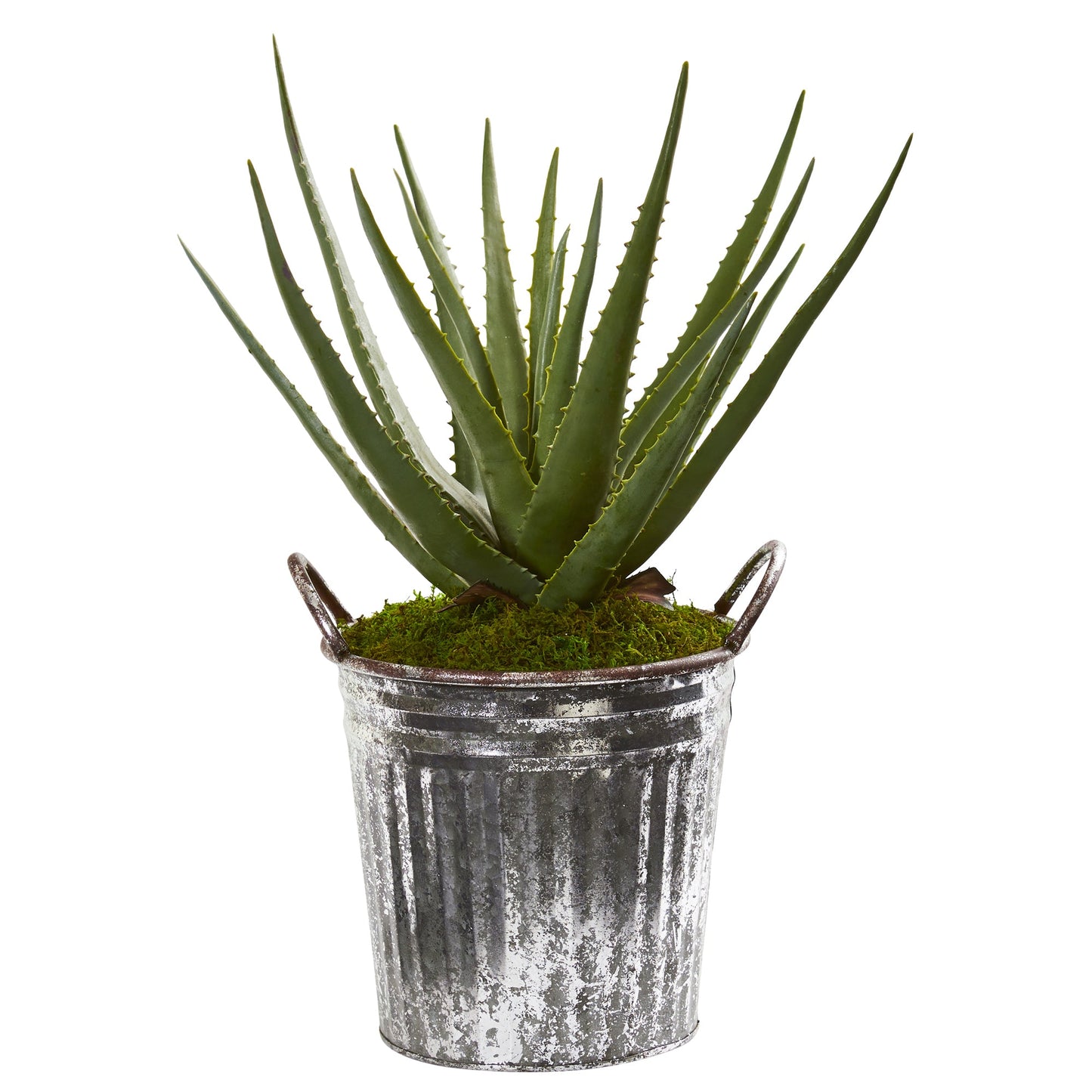 22"  Aloe Artificial Plant in Vintage Metal Pail