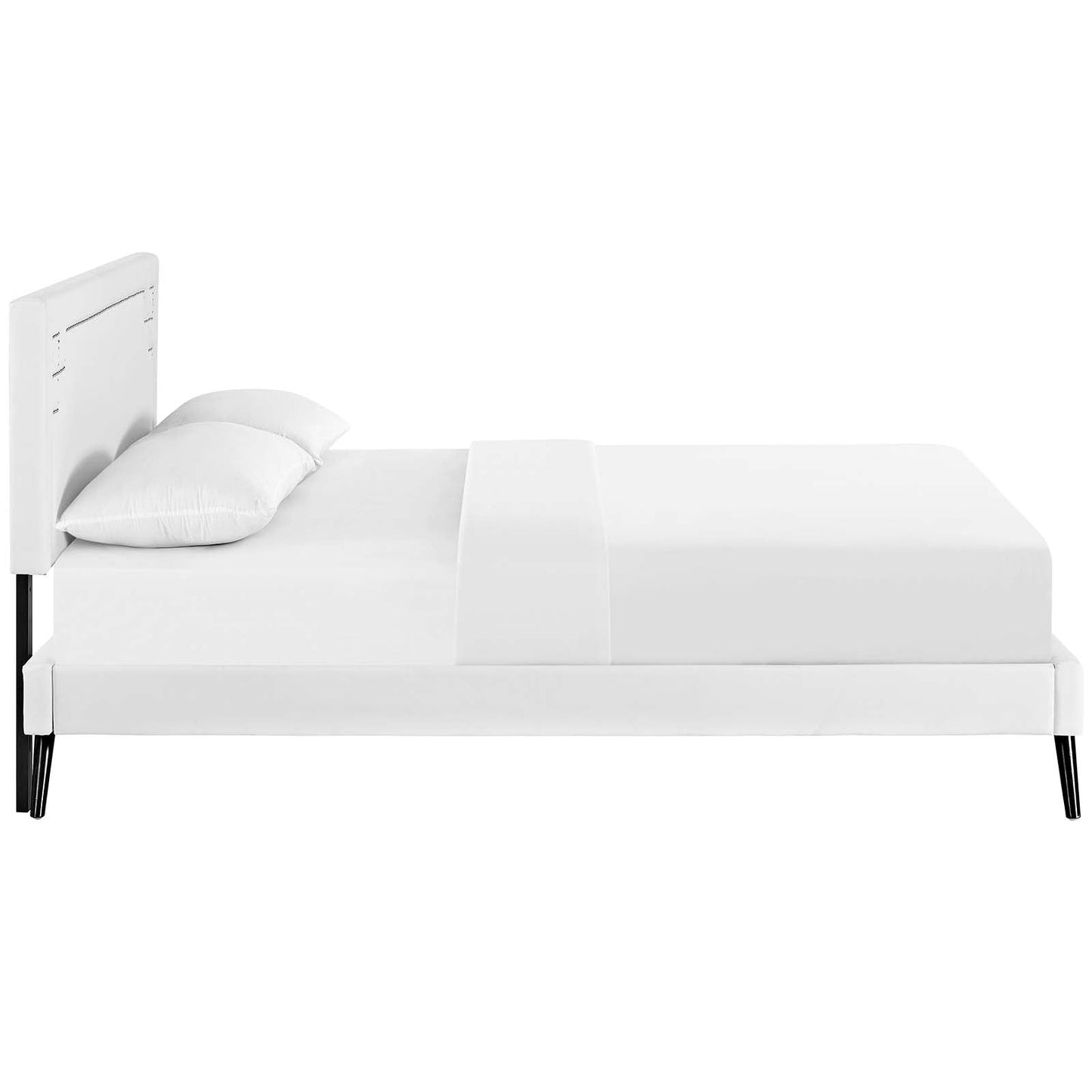 Ruthie Vinyl Queen Platform Bed with Round Splayed Legs by Modway