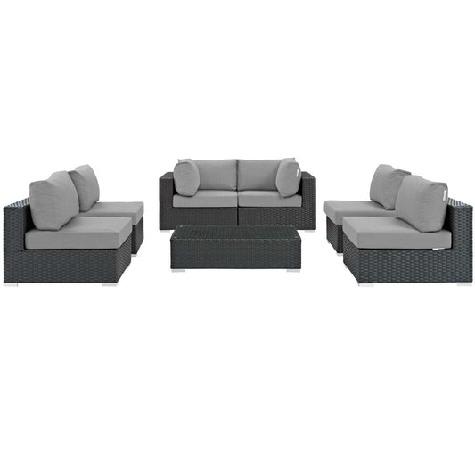 Sojourn 7 Piece Outdoor Patio Sunbrella¨ Sectional Set by Modway