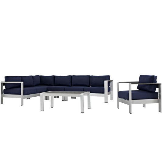 Shore 6 Piece Outdoor Patio Aluminum Sectional Sofa Set by Modway