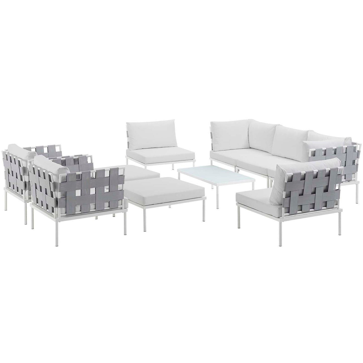 Harmony 10 Piece Outdoor Patio Aluminum Sectional Sofa Set by Modway