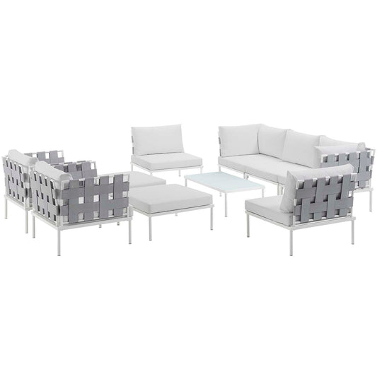 Harmony 10 Piece Outdoor Patio Aluminum Sectional Sofa Set by Modway